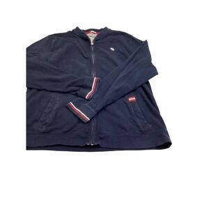Abercrombie & Fitch Muscle Fit Y2K Thermal Track Bomber Jacket XXL Navy Blue-928